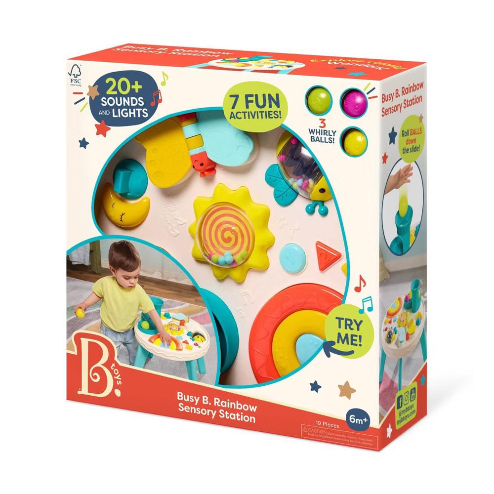 Busy B. Rainbow Sensory Station - Baby Activity Table, Music & Sounds, Toddler Play Center - Image 10