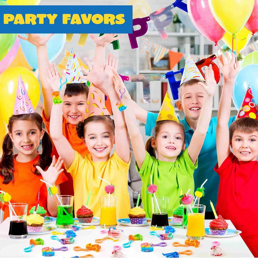 30 Pack Kids Party Favors Dinosaur Pop Fidget Keychain Mini Fidget Toys, Stress Relief Sensory Toy, Classroom Prizes, Bulk Gifts for Christmas - Image 8