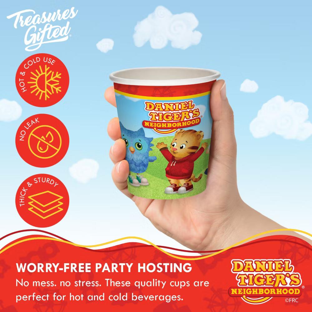 Treasures Gifted Daniel Tiger Cups - 9oz Party Cups - Daniel Tiger Birthday Decorations - Disposable Paper Cups - Image 2