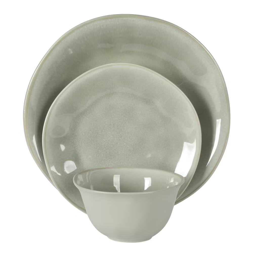 Port Barton Plates and Bowls Sets, 12-Piece Stoneware Dinnerware Sets, Reactive Glaze Dish Set, Service for 4 - Image 4