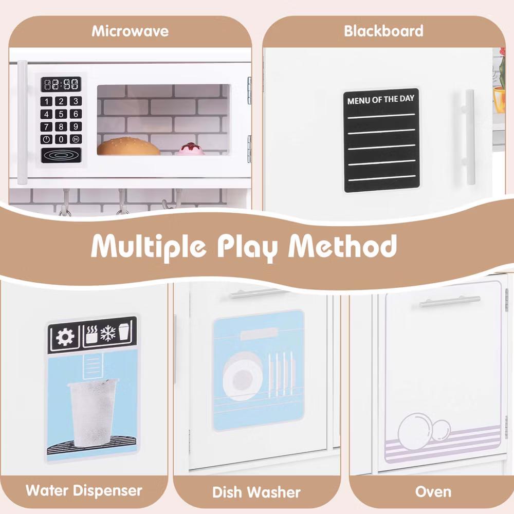 Kids Kitchen Play Set with Stove Removable Sink Oven Microwave Dish Washer - Image 7