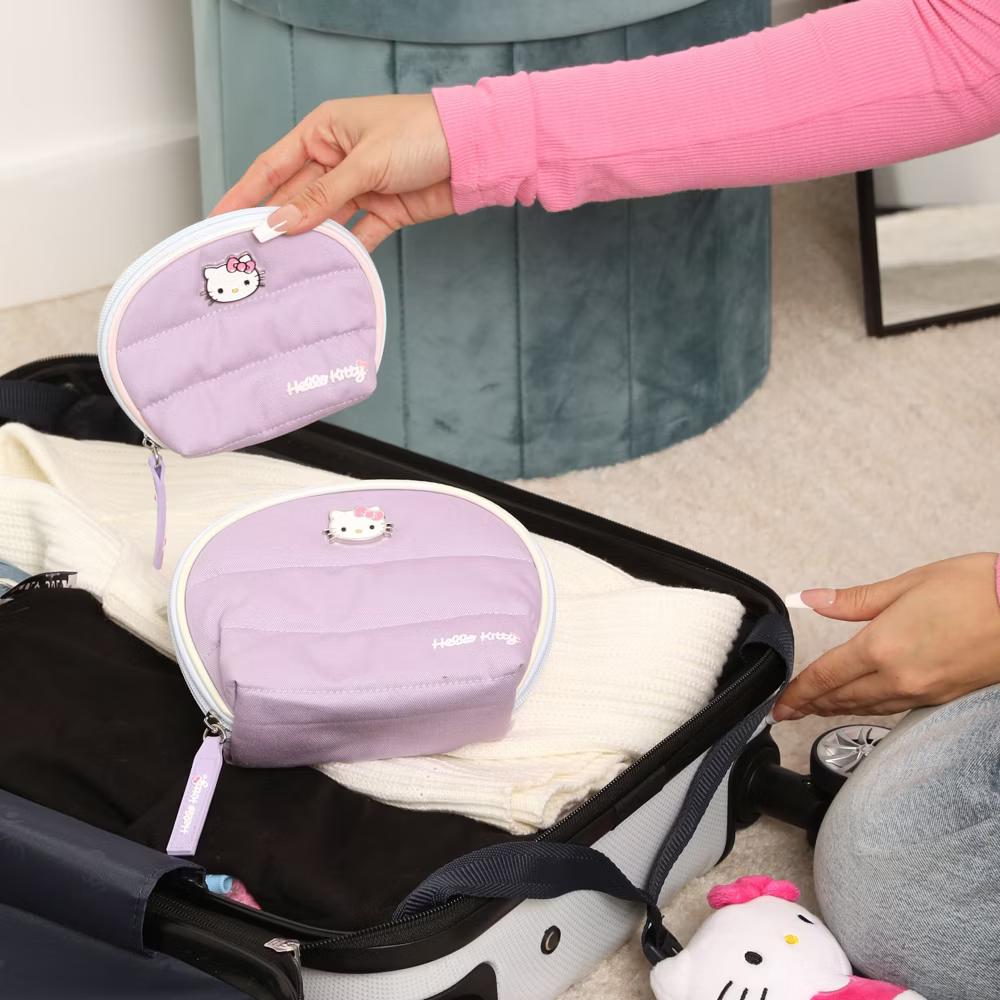 Purple Large and Small Dome Cosmetic Travel Bag - Image 3