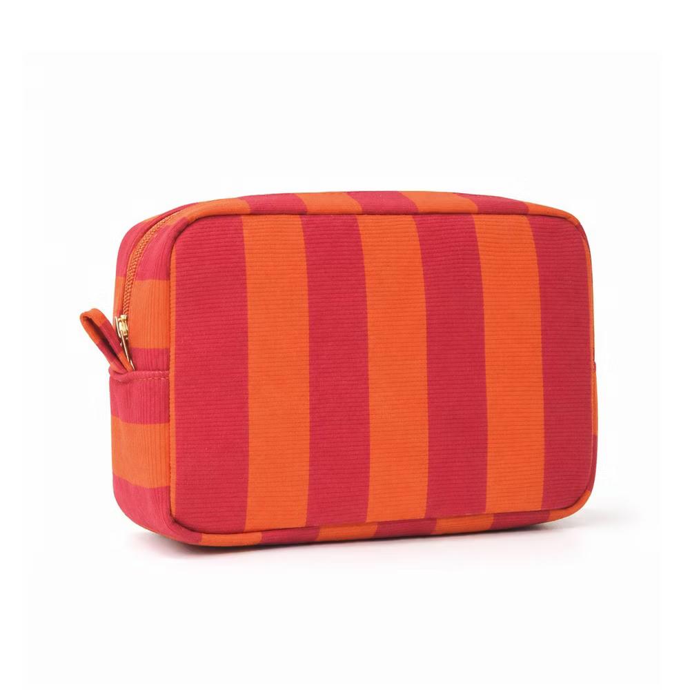 Alilang Striped Corduroy Cosmetic Pouch Makeup Bag with Zip Closure - Image 15