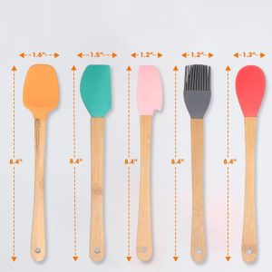 5-Piece Mini Silicone and Bamboo Utensil Set – Colorful Tools for Kids Baking Fun