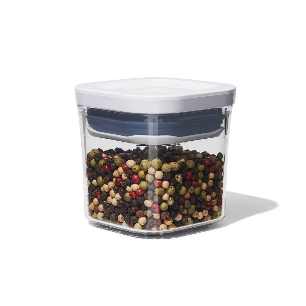 POP 4pk Plastic Mini Square Food Storage Container Set White: Air Tight Seal, Dishwasher-Safe, 0.2L Capacity