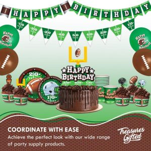 Treasures Gifted Football Birthday Party Supplies - Dessert Plates - 24 Pack