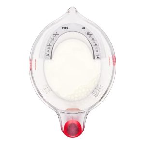 4 Cup Angled Measuring Cup: Large Liquid Plastic, Dishwasher-Safe, Clear, Lifetime Warranty