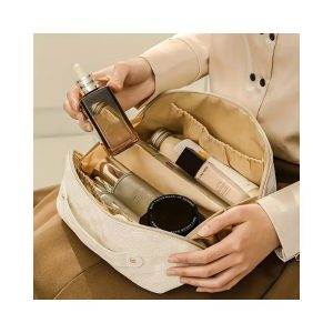 Checkered Makeup Bag, Large Capacity Cosmetic Bag with Handle, Portable Waterproof Travel Toiletry Organizer for Women