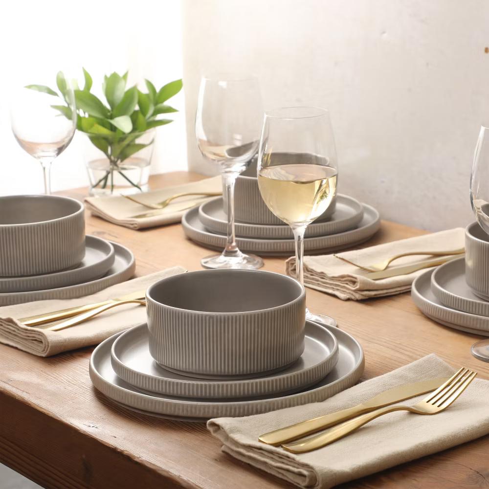 Avant-Garde 12 Piece Stoneware Dinnerware Set for 4, Plates and Bowls Set with Reactive Glaze, Dinner Plates, Salad Plates, Bowls - Image 12