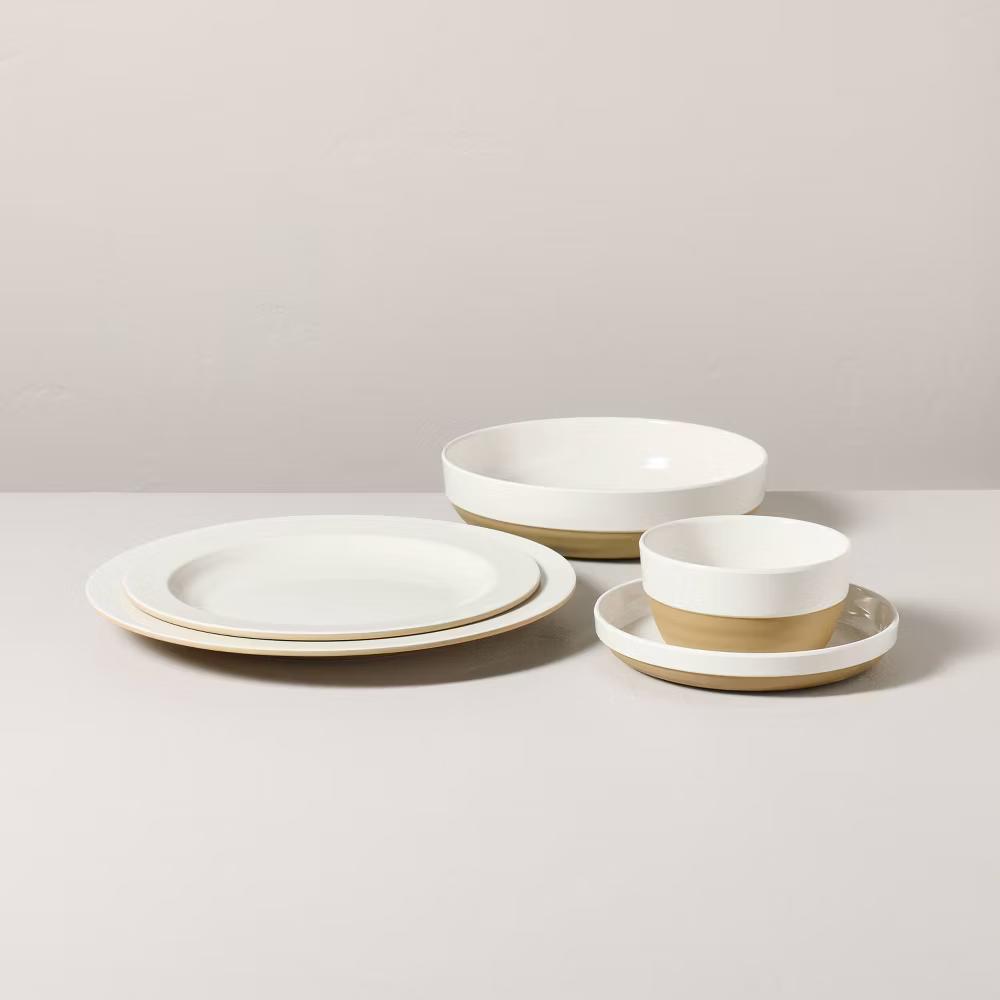 4pk 36 fl oz Melamine Grain Bowls Sour Cream - with Magnolia