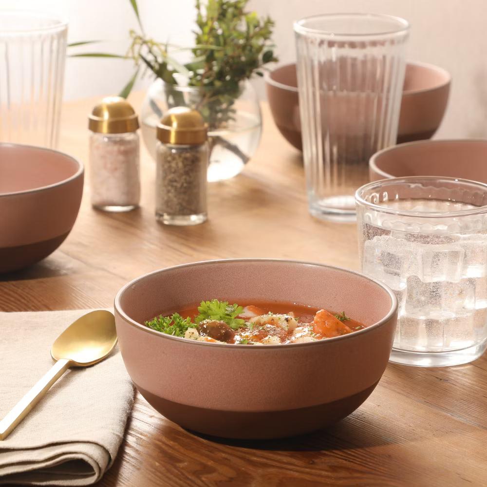 William Crest 4 Piece Cereal Bowl Set, 6.25” Round Stoneware Bowls, Reactive Glaze Finish, Soup & Snack Bowls, Dishwasher Safe - Image 8