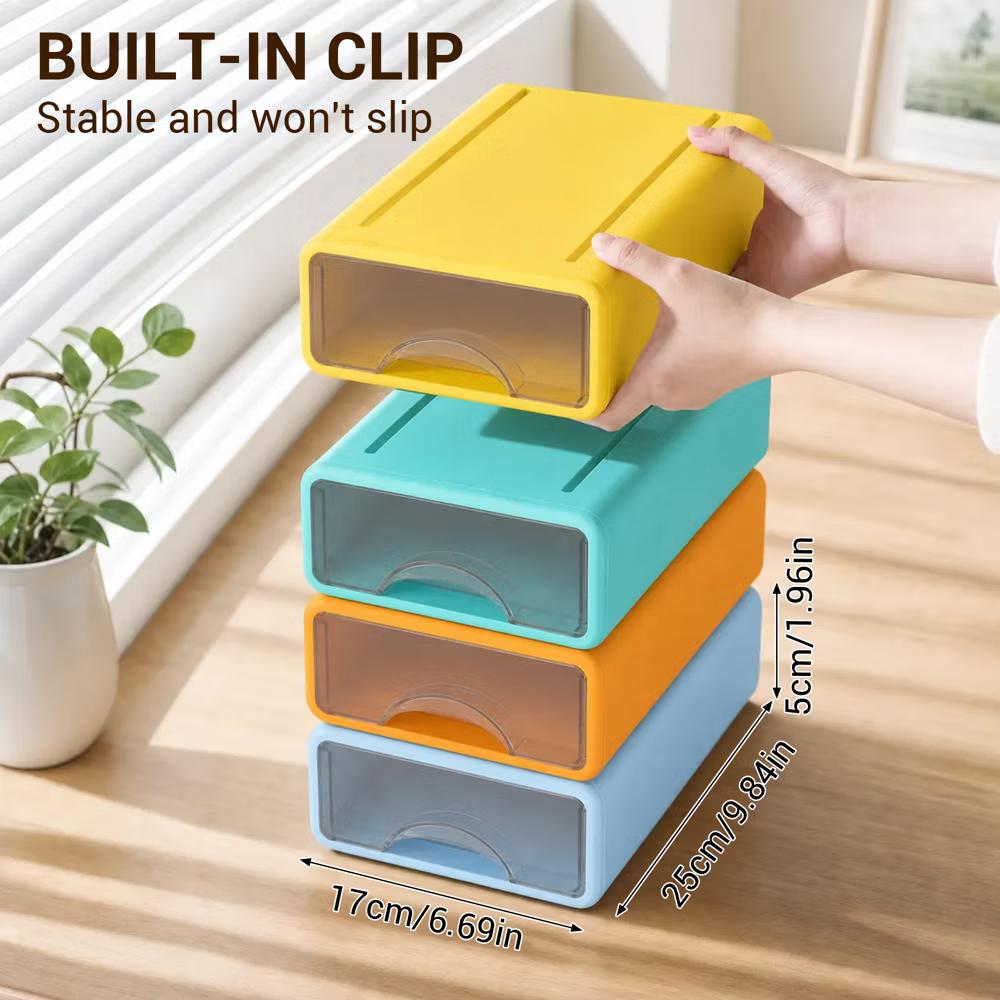 Stackable Storage Drawer with Dividers, Transparent PP Material Desktop Organizer, Durable Thickened Storage Container - Image 44