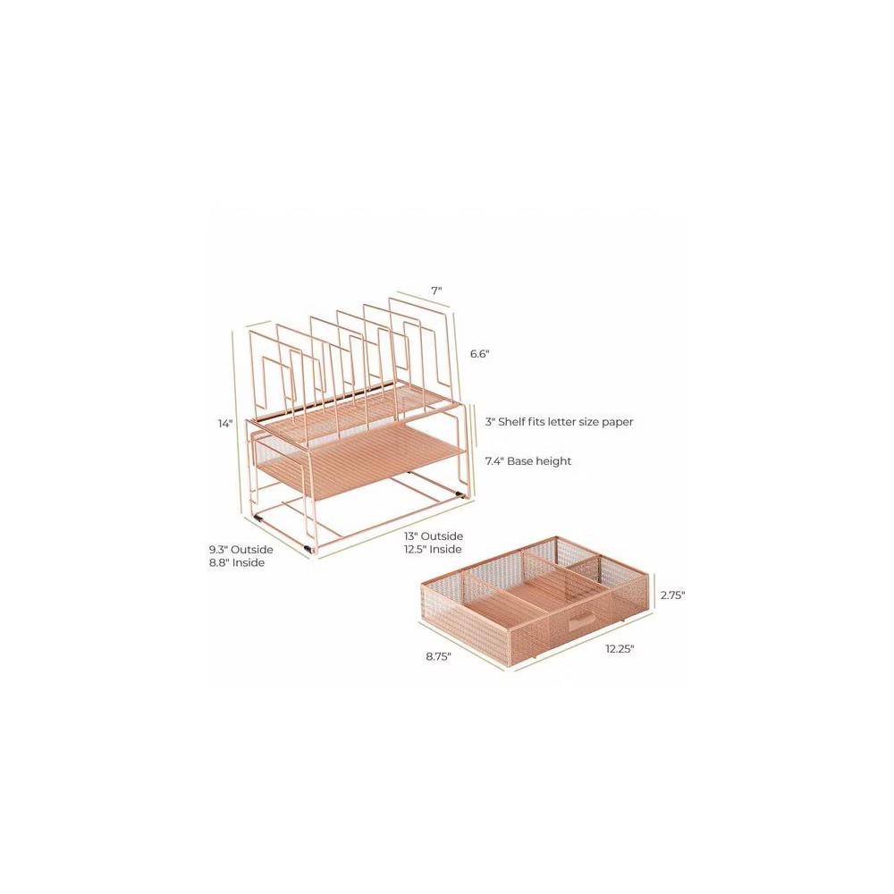 Blu Monaco Desk Organizer with File Sorters & Drawer - Image 3