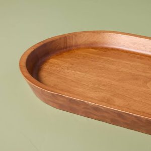 22"x14" Carved Wood Decorative Tray - with Magnolia
