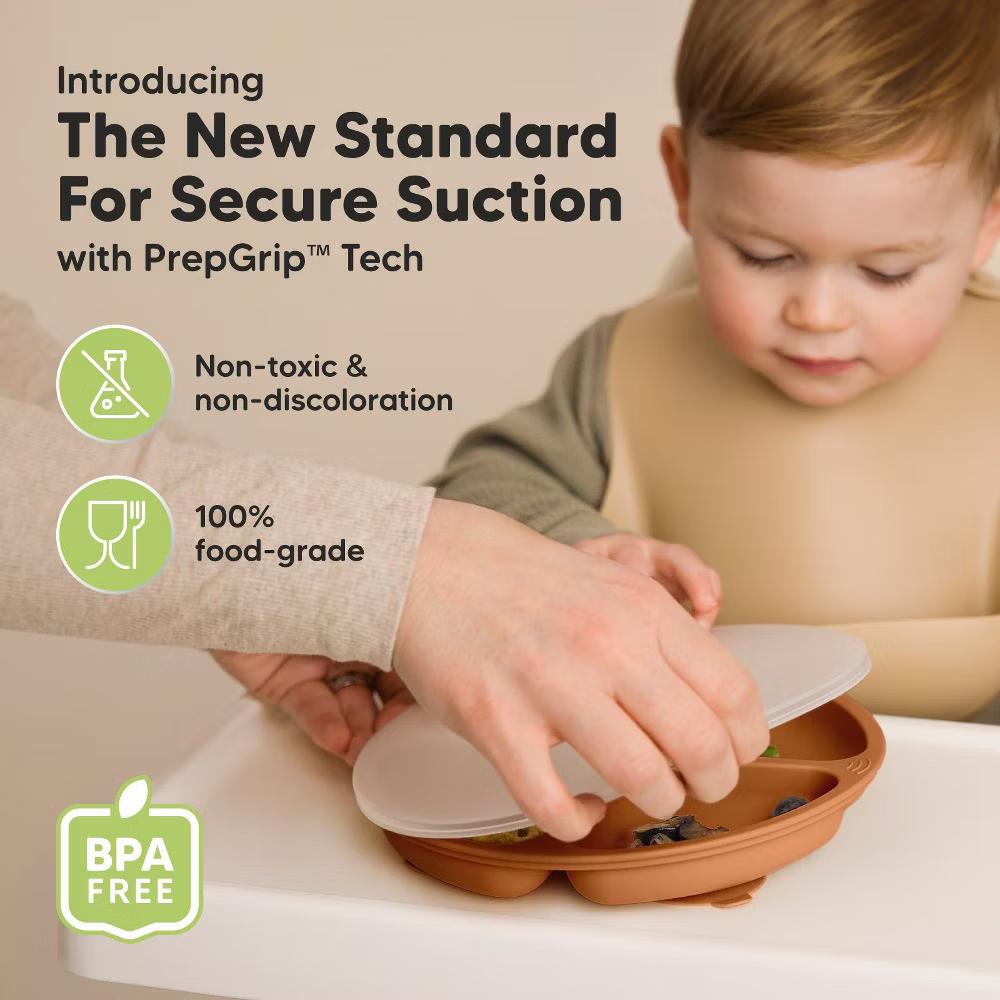 3-Pack Prep Suction Plates with Lids, 100% Silicone Baby Plates with Lid, BPA-Free Kids Divided Toddler Plates - Image 39