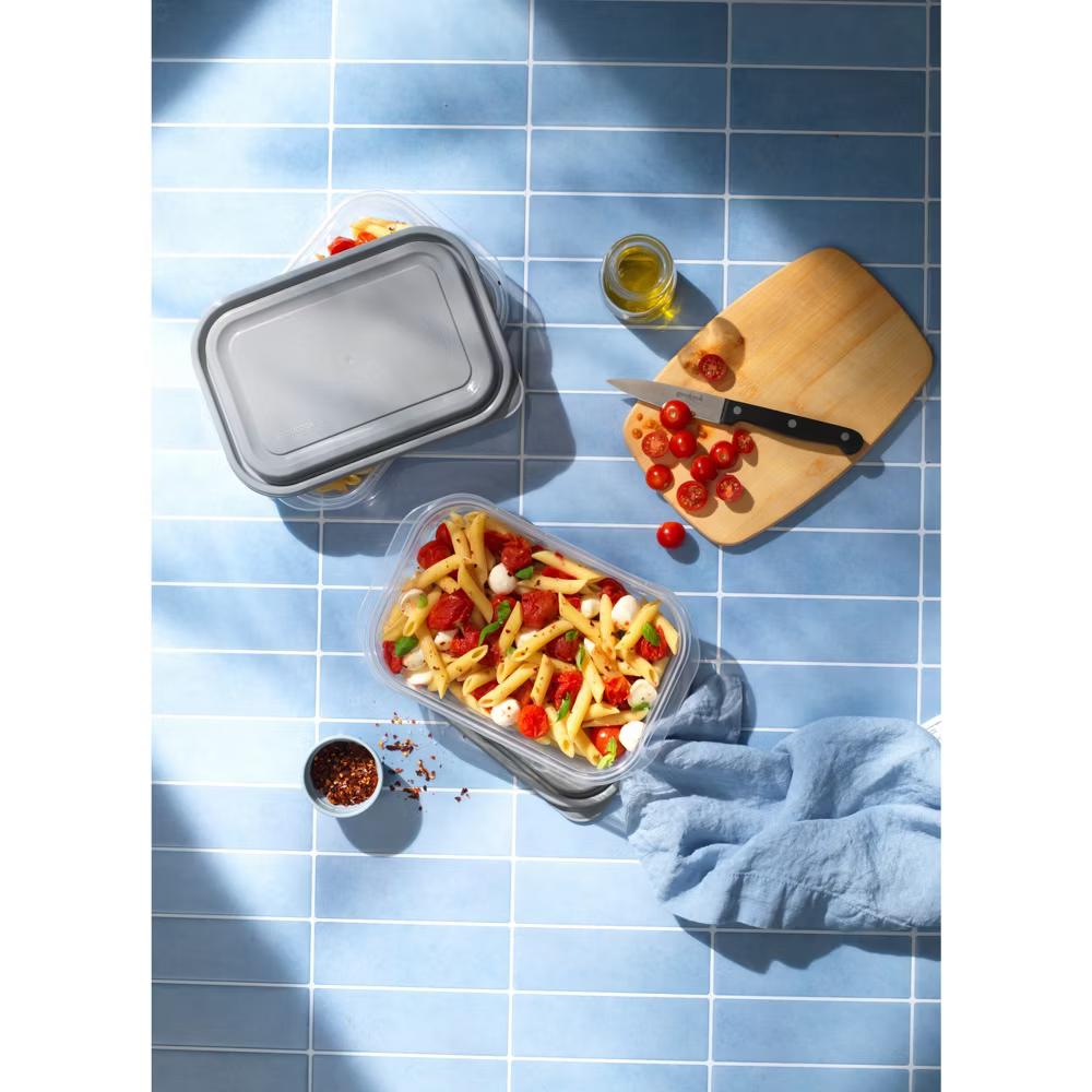 EveryWare Rectangle Food Storage Containers - 4 Cups - 6pcs/3ct - Gray: Leak-Resistant, 3 Containers With Lids - Image 5