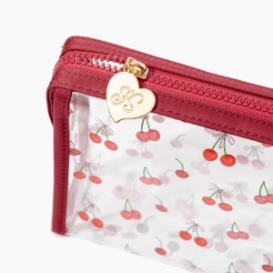 Cosmetic Bag - Cherry: Vinyl, Zipper Closure