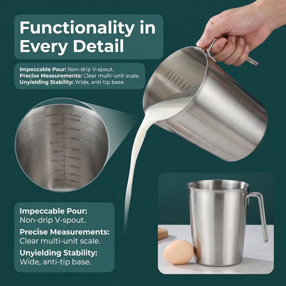 Measuring Cup, Liquid Stainless Steel Measuring Cup for Kitchen Use, Ideal for Measuring Ingredients Precisely - Image 28