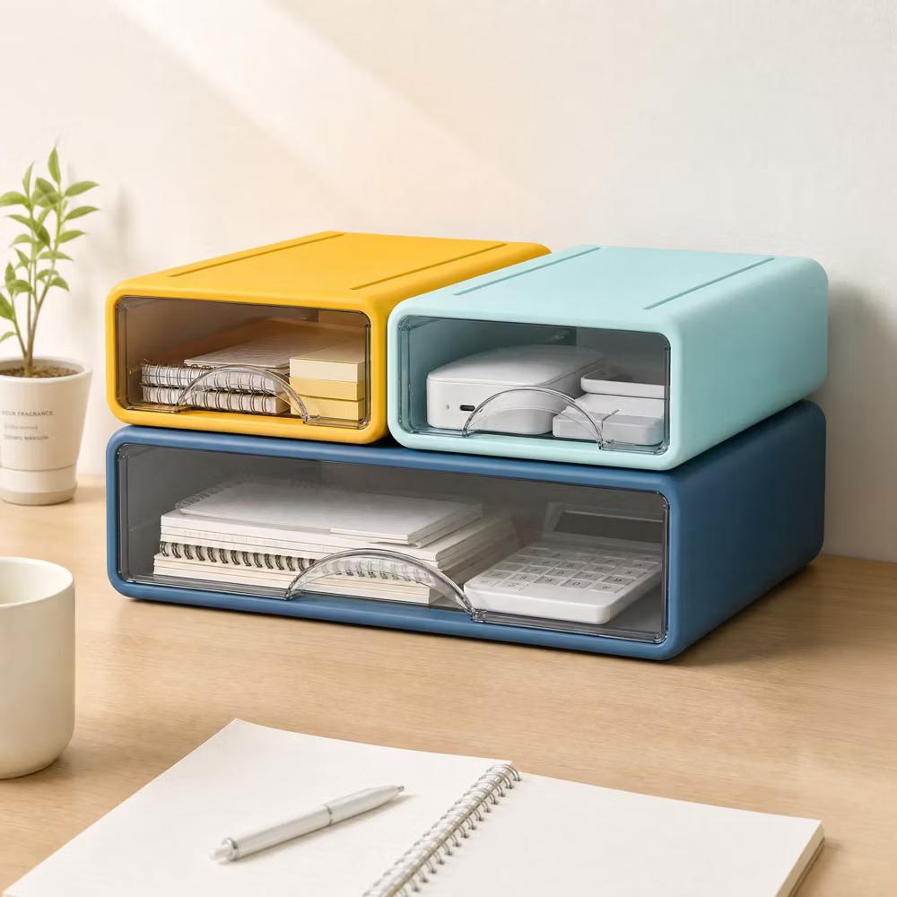 Stackable Storage Drawer with Dividers, Transparent PP Material Desktop Organizer, Durable Thickened Storage Container - Image 7