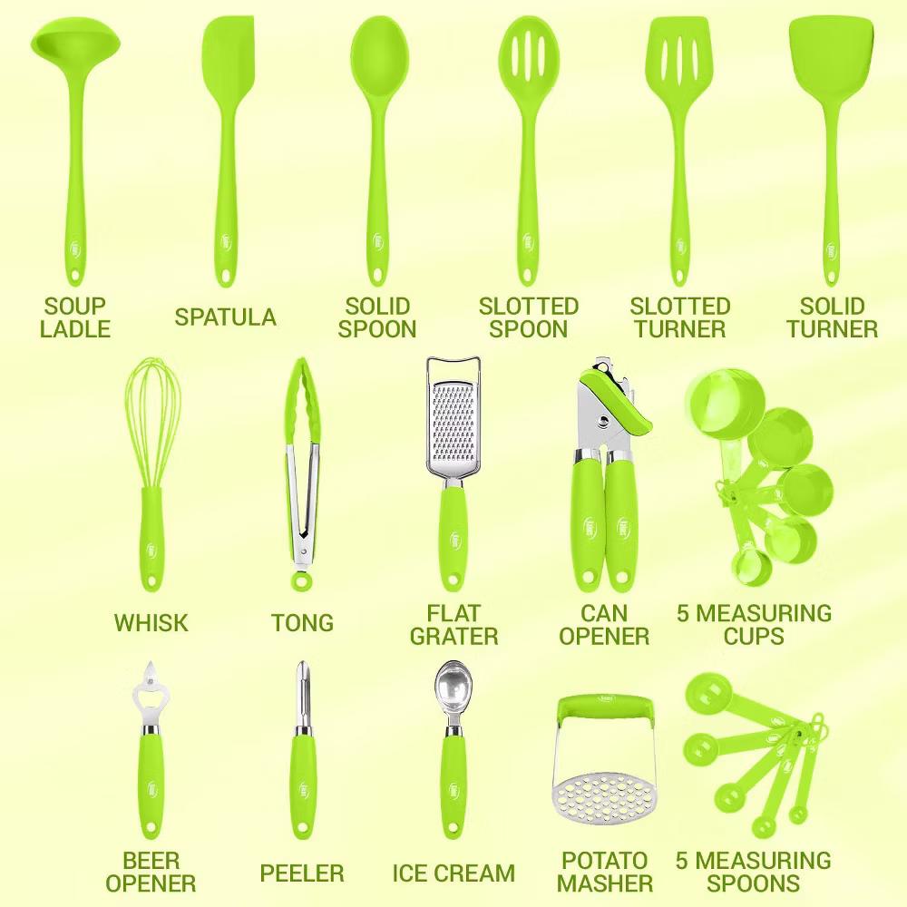 Kitchen Utensils Set, 24 Piece Silicone Cooking Utensils, Dishwasher Safe and Heat Resistant Kitchen Tools - Image 19