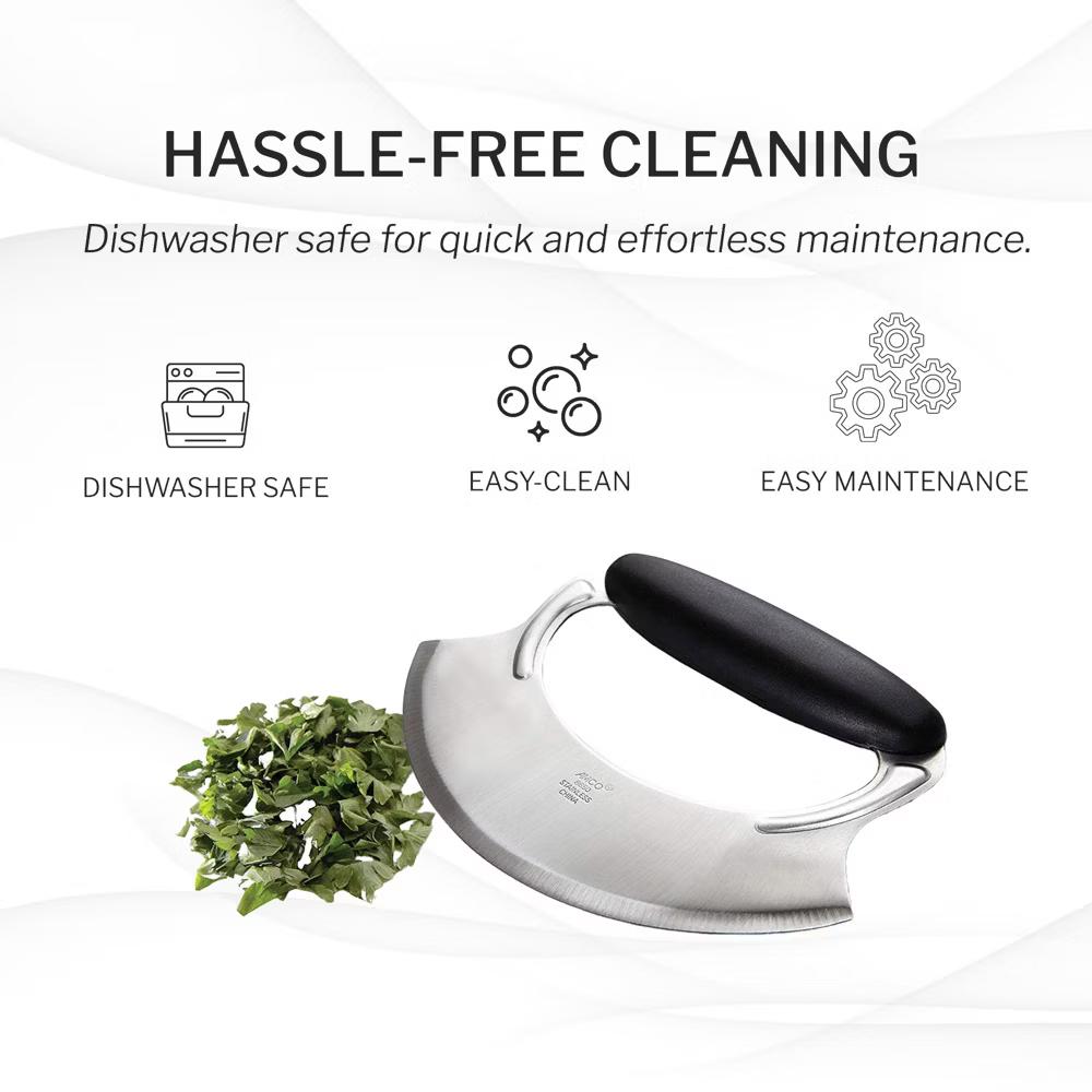 Amco Mezzaluna Herb Chopper with Silicone Handle & Stainless Steel Blade - 4.9" Dishwasher Safe Chopping Tool for Herbs, Vegetables & Garlic. - Image 5