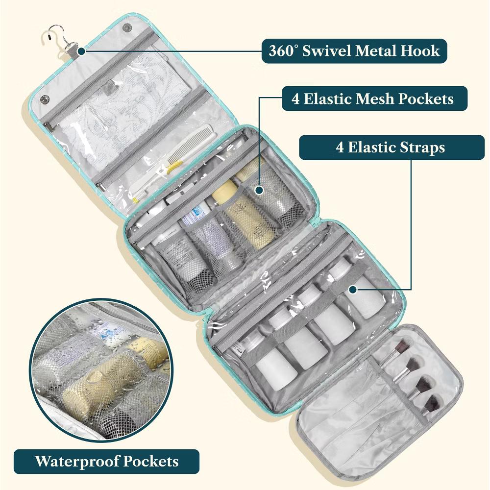 PAVILIA Hanging Toiletry Bag Women Men, Foldable Large Travel Cosmetic Organizer, Water Resistant Makeup Toiletries Essentials Kit - Image 35