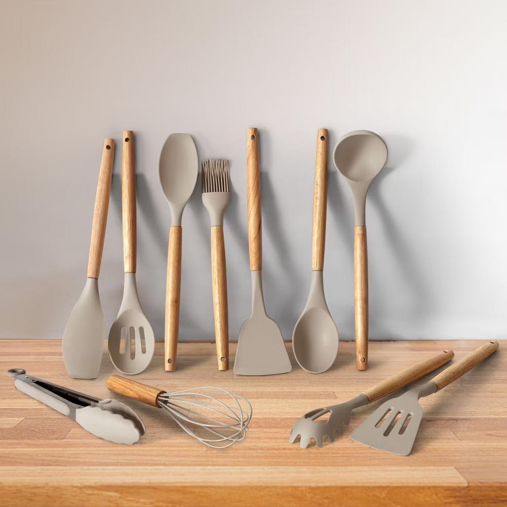 Lux Decor Cooking Utensil Set 35 Piece Silicone and Wood Kitchen Utensil Set with Holder Non Stick Kitchen Gadgets & Tools - Image 13