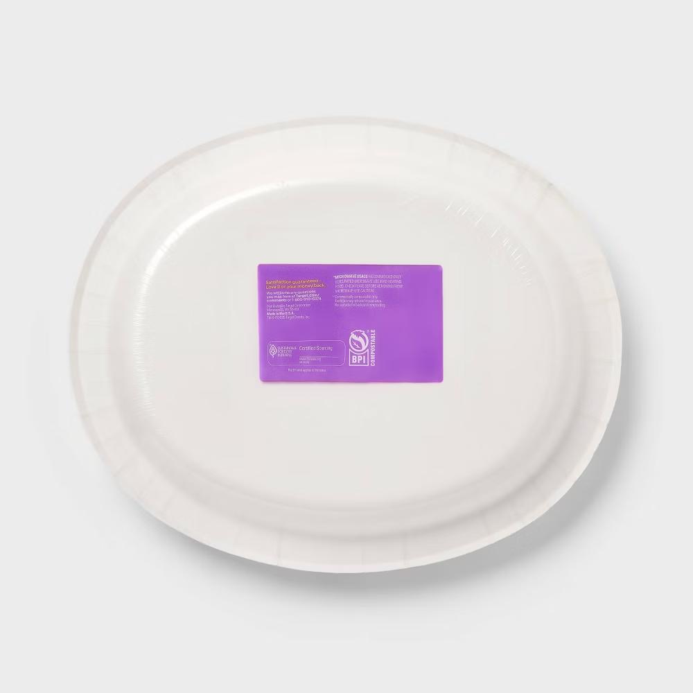Ultra Disposable Platter Plates - Greenery - 20ct - Paper, Oval, Botanical Leaf Pattern - Image 2