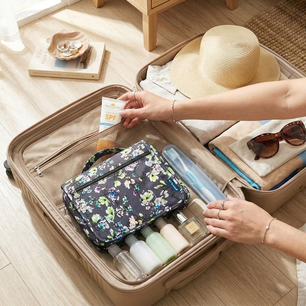 PAVILIA Hanging Toiletry Bag Women Men, Foldable Large Travel Cosmetic Organizer, Water Resistant Makeup Toiletries Essentials Kit - Image 26
