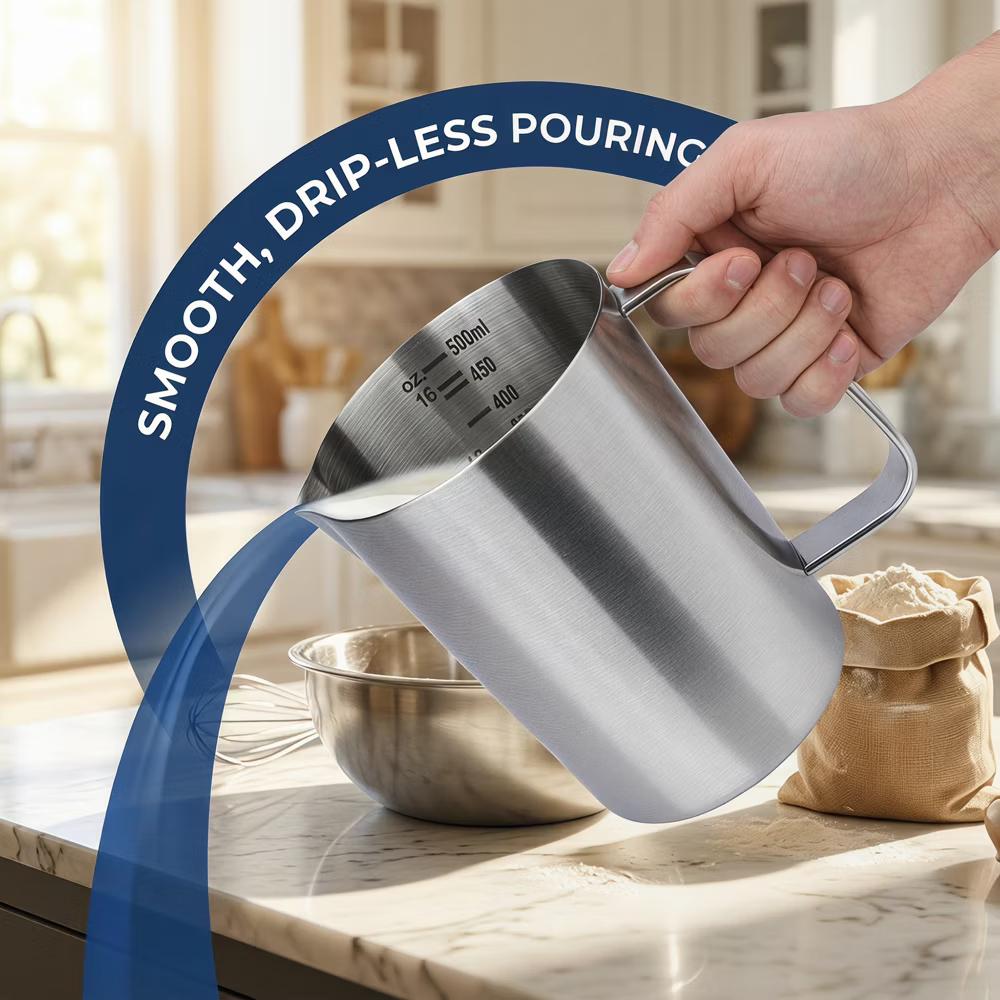 Measuring Cup, 1 Cup Stainless Steel Measuring Cup with Easy Read Lines for Baking Recipes - Image 38