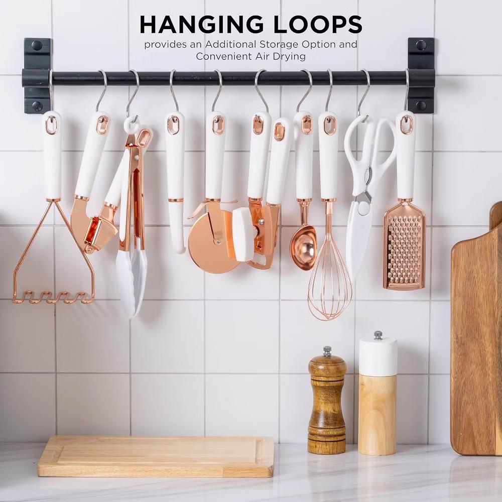 Kitchen Gadget Set Stainless Steel Utensils with Soft Touch Handles, 10 Pc. Copper - Image 26