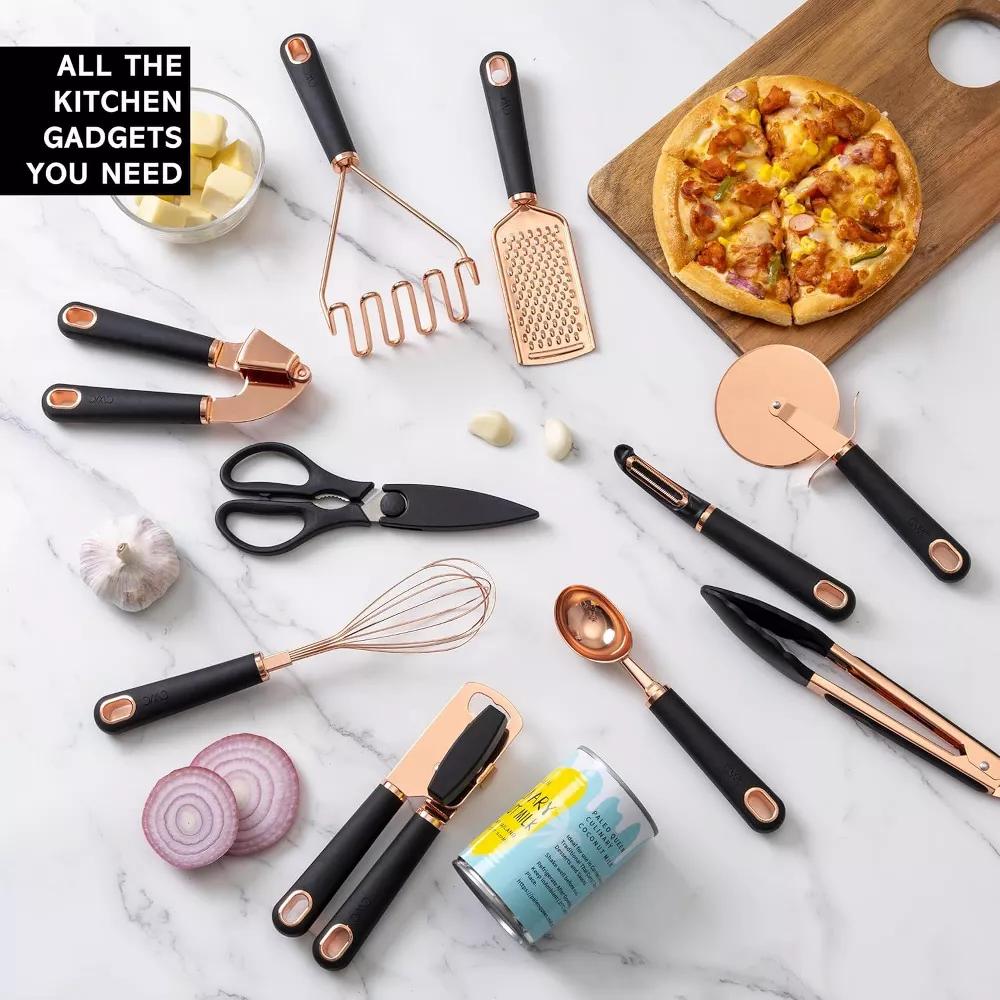 Kitchen Gadget Set Stainless Steel Utensils with Soft Touch Handles, 10 Pc. Copper - Image 2