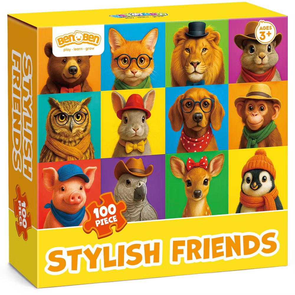 100 Piece Jigsaw Puzzles for Kids 4-8, Stylish Animal Crew, 15.75"x 11.75" - Image 8