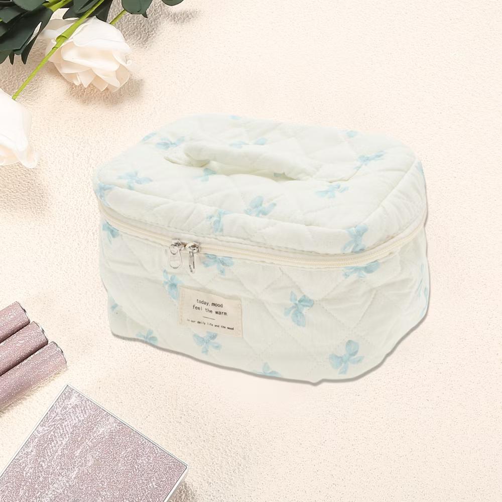 Bow Handheld Quilting Makeup Bag 1 Pc - Image 2