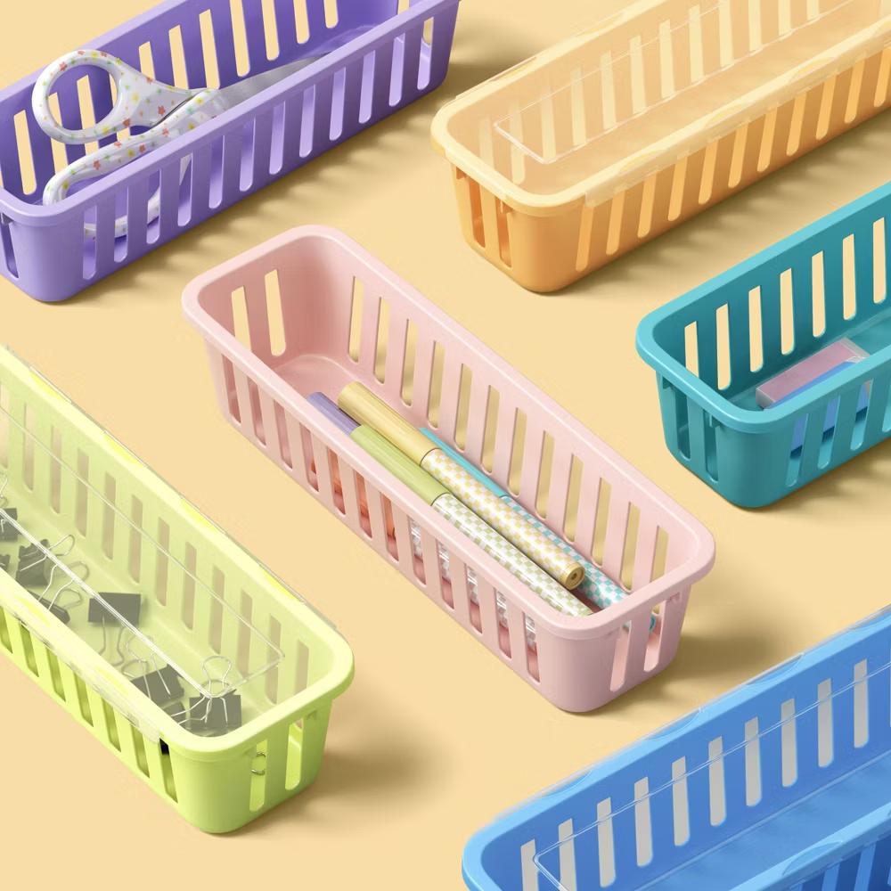 6pk Small Baskets with Lids Pastel colorway - Image 3