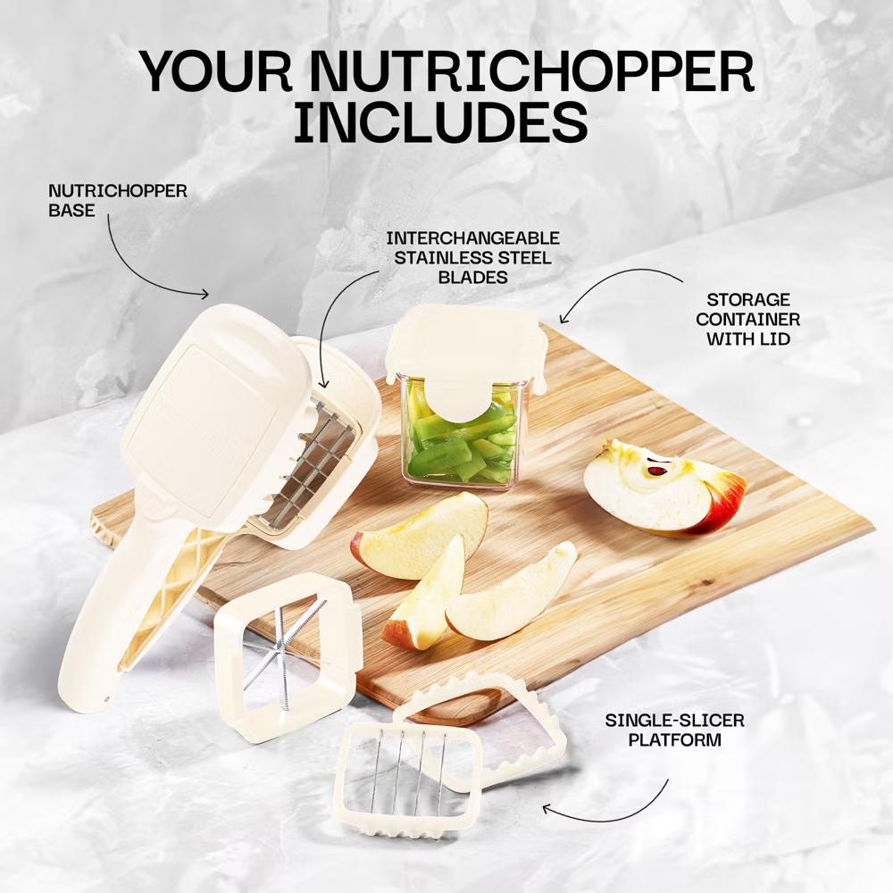 NutriChopper Handheld Vegetable and Fruit Chopper with 4 Stainless Steel Blades & Catch Container - Image 8
