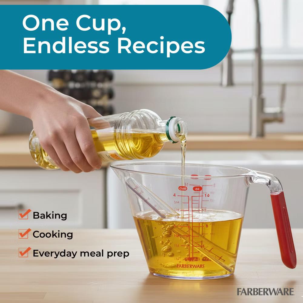 Farberware Pro Angled Measuring Cup - Clear Standard & Metric Markings - Ideal for Baking, Cooking, Liquid Measuring (Red) - Image 13