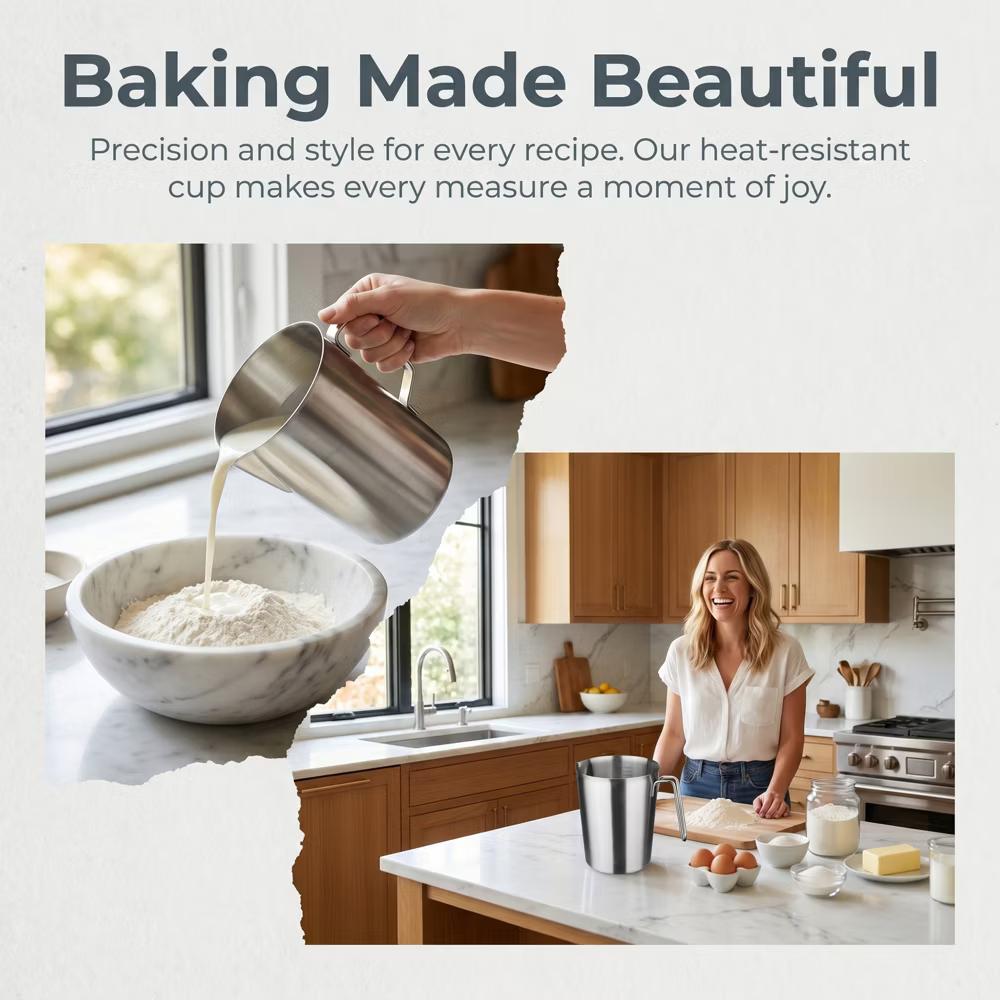 Measuring Cup, Liquid Stainless Steel Measuring Cup for Kitchen Use, Ideal for Measuring Ingredients Precisely - Image 24