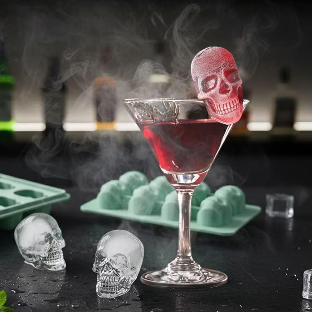 Alilang Women's 2-Pack Skull Silicone Ice Cube Tray 8-Cavity Flexible Nonstick Halloween Drink Mold - Image 10