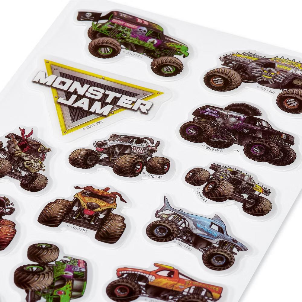 Monster Jam Puffy Stickers for Kids, 3D Monster Trucks and Logos 14ct, 1 Sheet - Image 3