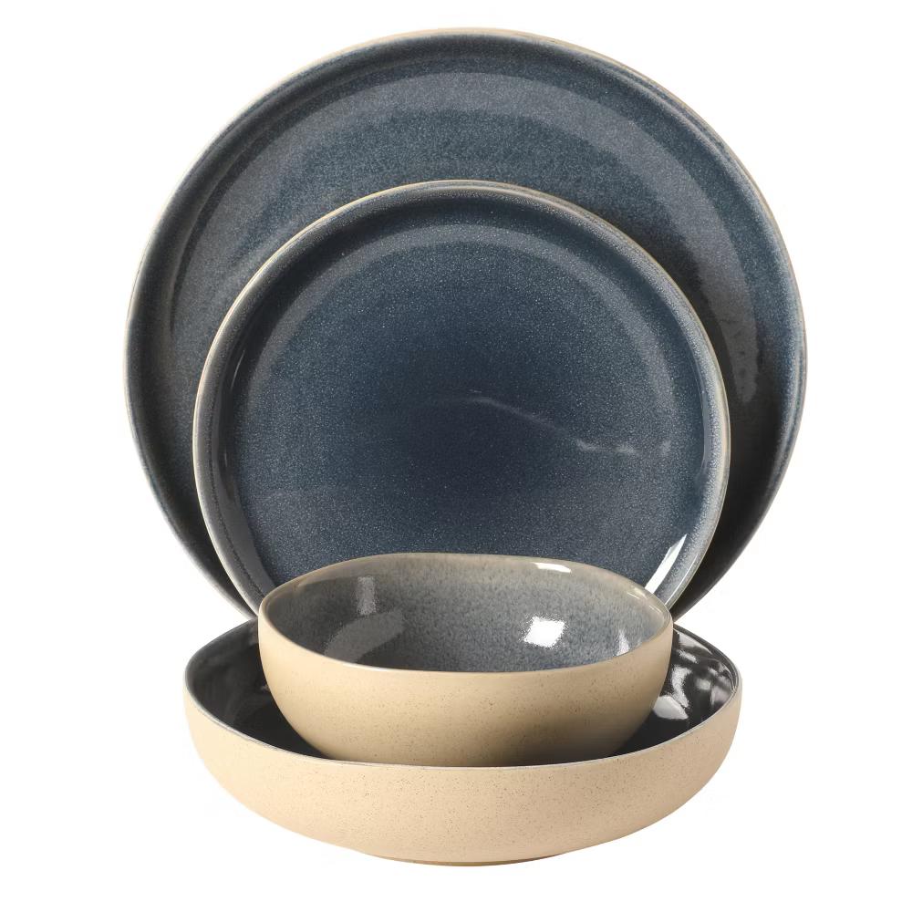 Manila Bay 16-Piece Stoneware Dinnerware Set, Service for 4, Reactive Glaze, Assorted Colors, Modern Artisan Design - Image 5