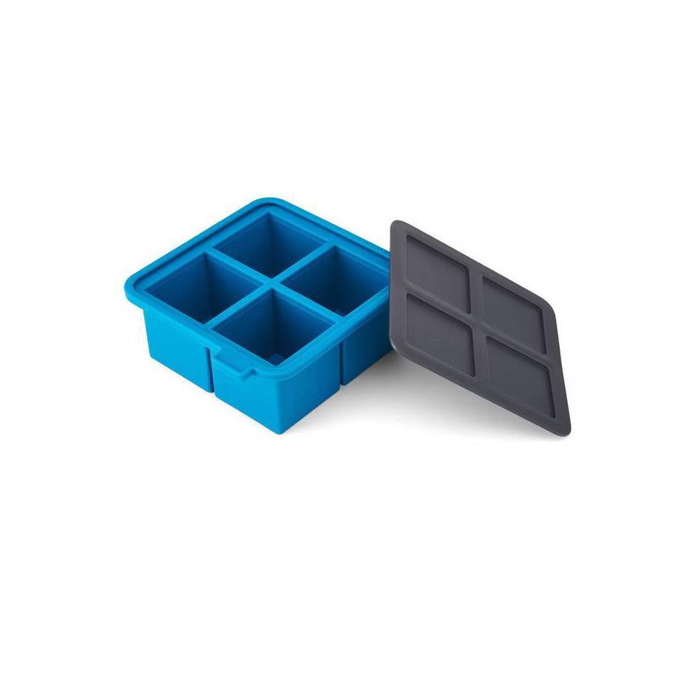 Houdini King Cube Ice Cube Tray with Lid: Silicone Whiskey Ice Mold, Reusable Blue Ice Maker, Dishwasher-Safe - Image 7