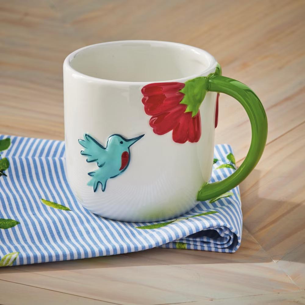 Hummingbird Earthenware Mug Multi 18 oz 4.04 x 4.04 x 4.01 in