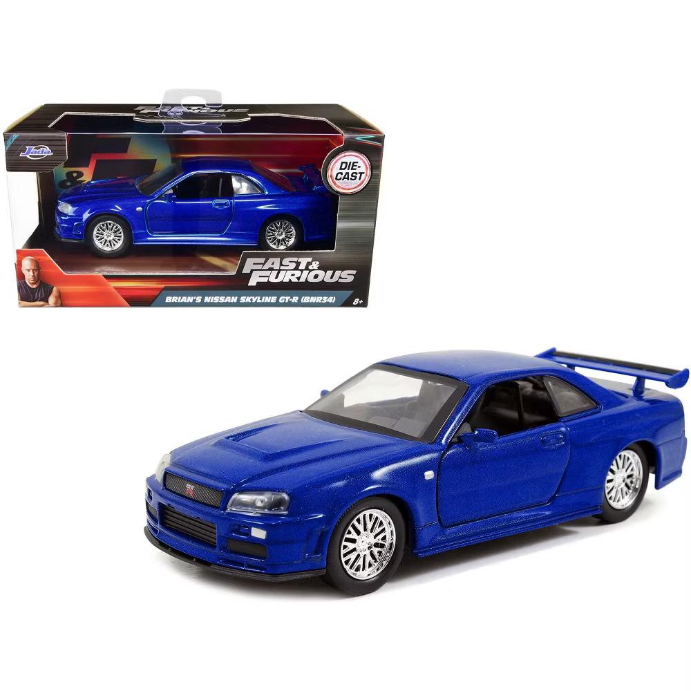 Brian's Nissan Skyline GT-R R34 Blue Fast & Furious" Movie 1/32 Diecast Car Model by " - Image 7