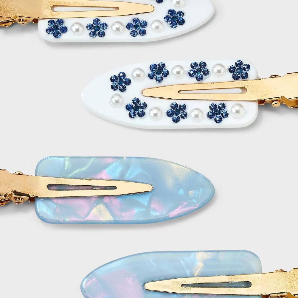 Gem Embellished Creaseless Hair Clip Set 4pc - Multi - Image 2