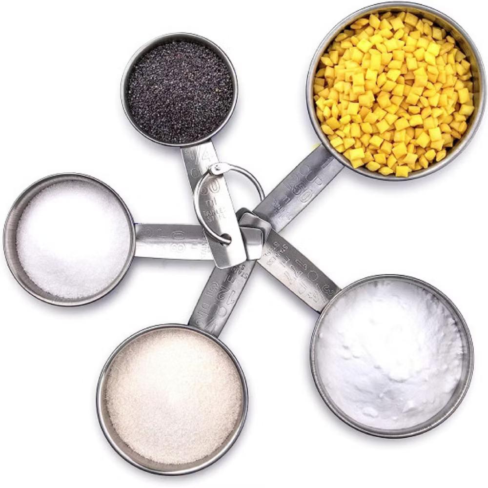 YBM Home 5-Piece Stainless Steel Stackable Measuring Cups, Measurement Dry or Liquid Ingredients, For Cooking & Baking - Image 2