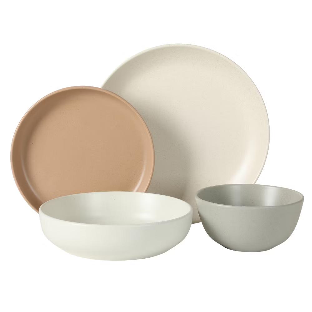 Leeds Court Plates and Bowls Sets, 16-Piece Stoneware Dinnerware Sets, Round Speckle Reactive Glaze Dish Set, Service for 4 - Image 12