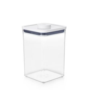 POP 4.4qt Plastic Big Square Airtight Food Storage Container Clear: Dishwasher-Safe, Silicone Lid