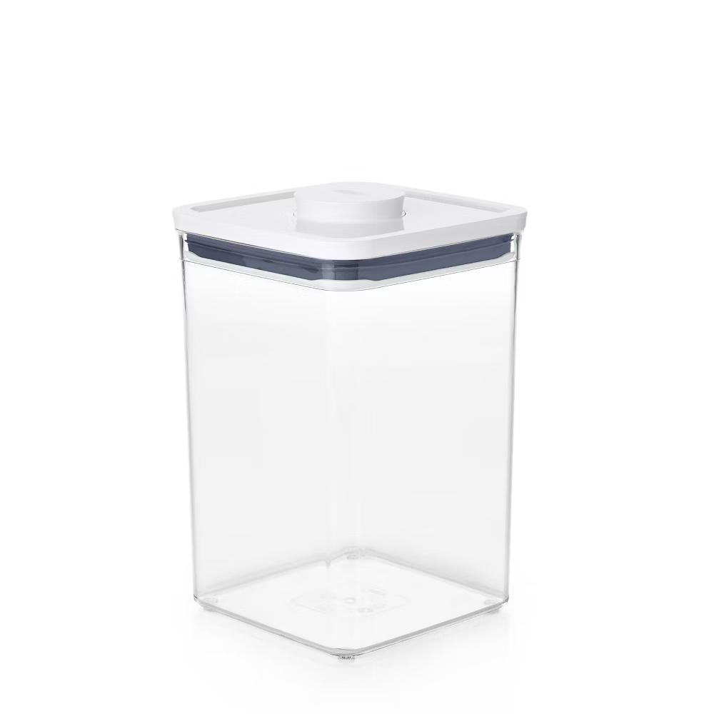 POP 4.4qt Plastic Big Square Airtight Food Storage Container Clear: Dishwasher-Safe, Silicone Lid