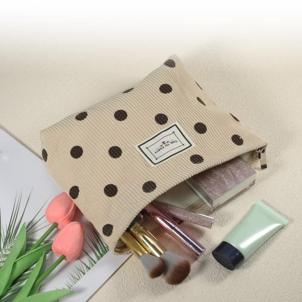 Portable Corduroy Polka Dot Makeup Bags and Organizers 1 Pc - Image 9